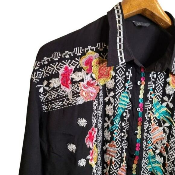 Floryday Black Embroidered Multi Colored‎ Tunic Size Small - Picture 3 of 11